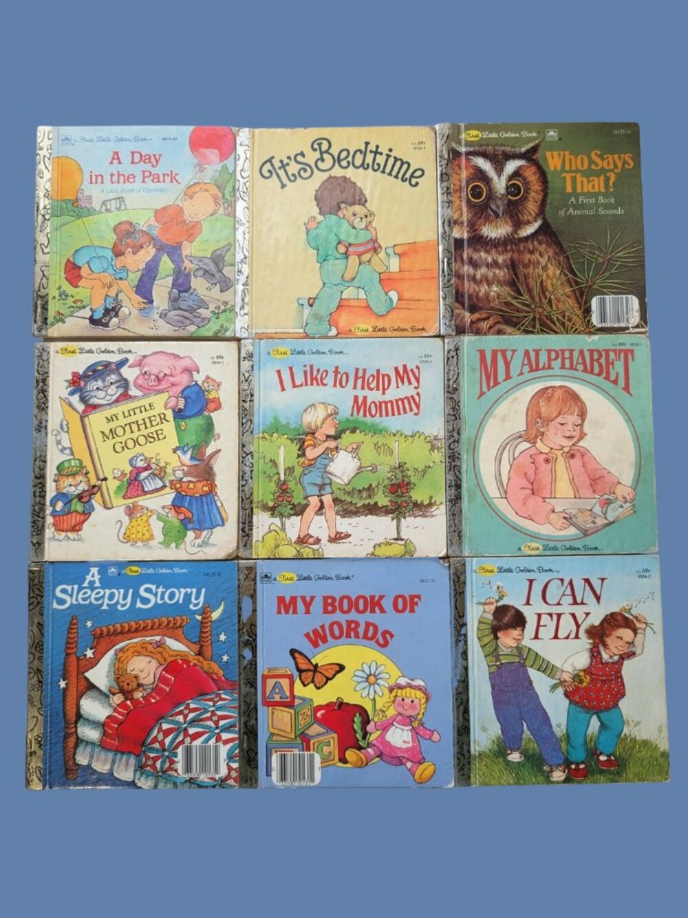 Vintage Lot of 9 First Little Golden Books 1980s Retro Children's Book Bundle